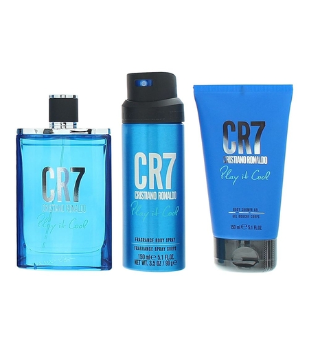 Set Cristiano Ronaldo: CR7 Play It Cool, Eau De Toilette, For Men, 100 ml + CR7 Play It Cool, Scented Spray, For Men, 150 ml + CR7 Play It Cool, Cleansing, Shower Gel, For All Skin Types, 150 ml