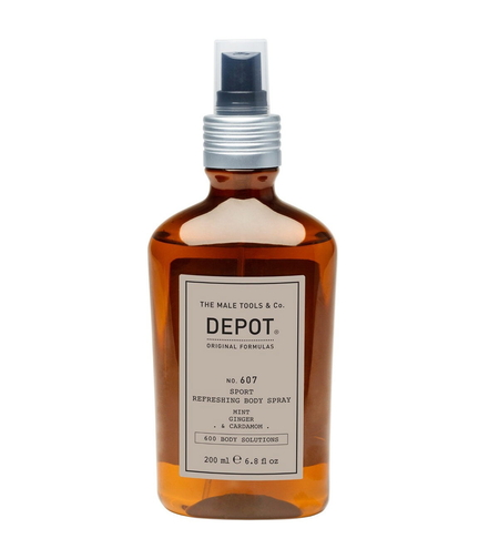 Depot, 600 Body Solutions No. 607, Botanical Complex, Refreshing, Body Spray, For Face & Body, Mint, Ginger & Cardamom, 200 ml