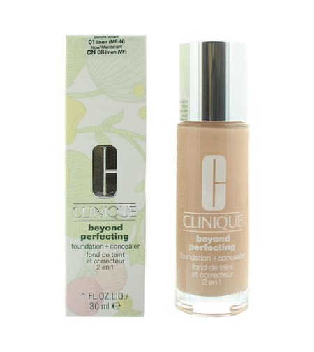 Clinique, Beyond Perfecting, Full Coverage, Liquid Foundation & Concealer 2-In-1, 01, Linen, 30 ml