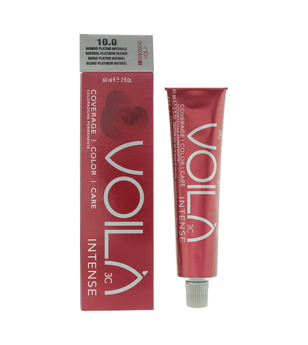 Intercosmo, Voila 3C Intense, Permanent Hair Dye, 10.0 Natural Platinum Blonde, 60 ml