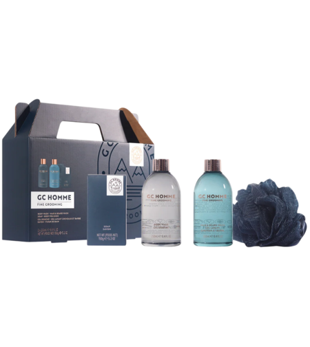 Set The Luxury Bathing Company: GC Homme, Relaxes & Relieves Tension, Body Wash, 250 ml + GC Homme, Citrus & Aromatic, Shower Gel & Shampoo 2-In-1, 250 ml + GC Homme, Cleansing & Moisturising, Scented Soap Bar , 150 g + GC Homme, Cleanse & Scrub, Bod