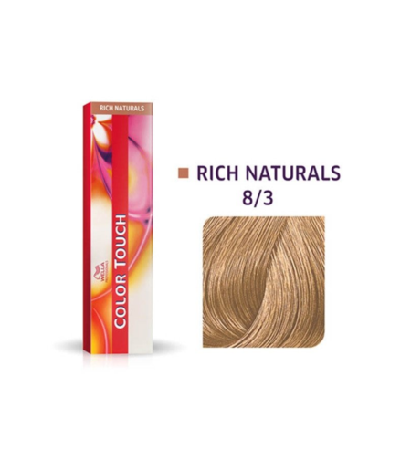 Wella Professionals, Color Touch, Ammonia-Free, Semi-Permanent Hair Dye, 8/3 Golden Light Blonde, 60 ml