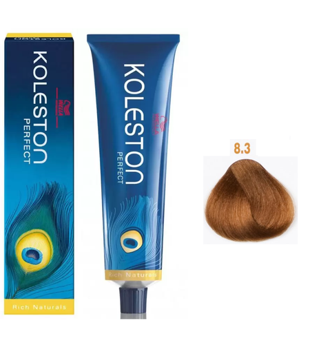 Wella Professionals, Koleston Perfect, Permanent Hair Dye, 8/3 Light Blonde Gold, 60 ml
