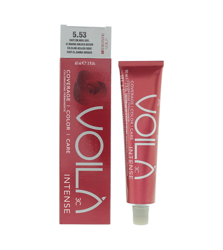 Intercosmo, Voila 3C Intense, Permanent Hair Dye, 5.53 Light Mahogany Golden Brown, 60 ml