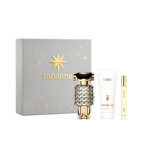 Set Paco Rabanne: Fame, Eau De Parfum, For Women, 80 ml + Fame, Eau De Parfum, For Women, 10 ml + Fame, Hydrating, Body Lotion, 100 ml