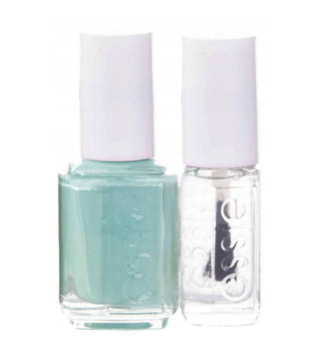 Set Essie: Nail Enamel, Vegan, Glossy Shine Finish, Nail Polish, 99, Mint Candy Apple, 13.5 ml + Nail Care - Good To Go, Top Coat, Nail Strengthening Lacquer, 5 ml
