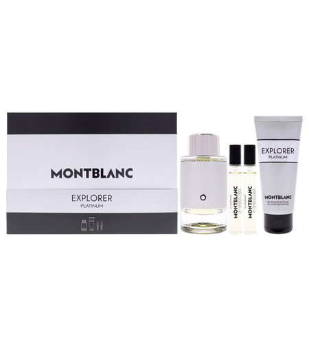 Set Montblanc: Explorer Platinum, Eau De Parfum, For Men, 100 ml + Explorer Platinum, Eau De Parfum, For Men, 2 pcs, 7.5 ml + Explorer Platinum, Cleansing, Shower Gel, For All Skin Types, 100 ml