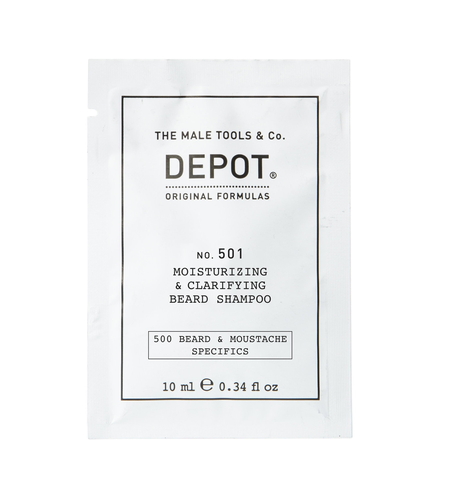 Depot, 500 Beard & Mustache Specifics No. 501, Pro-Vitamin B5, Beard Shampoo, Moisturizing & Clarifying, 10 ml