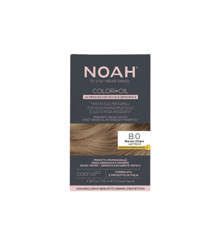 Noah, Color In Oil, Vegan, Permanent Hair Colouring Oil, Coloring, 8.0 Light Blond, 135 ml