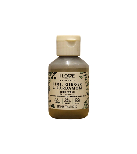 I Love, Naturals Collection, Vegan, Lime, Ginger & Cardamom, Hydrating, Shower Gel, For All Skin Types, 125 ml