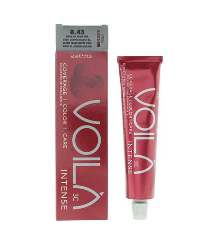 Intercosmo, Voila 3C Intense, Permanent Hair Dye, 8.43 Light Copper Golden Blonde, 60 ml