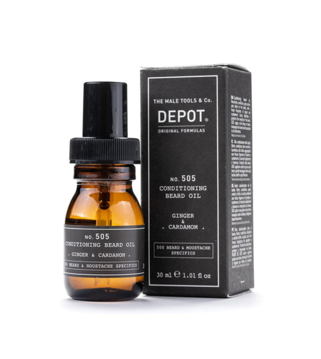 Depot, 500 Beard & Mustache Specifics No. 505, Beard Oil, Ginger & Cardamom, For Shine & Softness, 30 ml