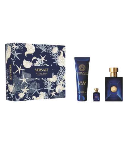Set Versace: Dylan Blue, Eau De Toilette, For Men, 100 ml + Dylan Blue, Eau De Toilette, For Men, 5 ml + Dylan Blue, Shower Gel, For All Skin Types, 150 ml