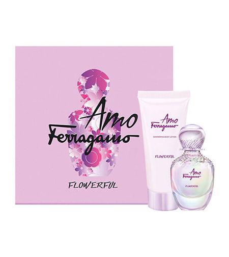 Amo Ferragamo - Flowerful Set Salvatore Ferragamo: Amo Ferragamo Flowerful, Eau De Toilette, For Women, 50 ml + Amo Ferragamo Flowerful, Shimmer, Day & Night, Body Lotion, 100 ml