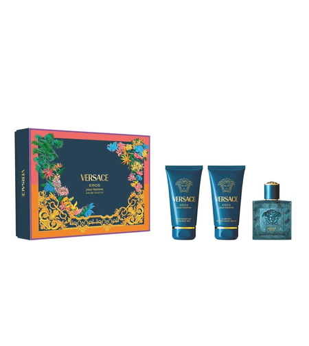 Set Versace: Eros, Eau De Parfum, For Men, 50 ml + Eros, Shower Gel, For All Skin Types, 50 ml + Eros, Hydrating, After-Shave Balm, 50 ml