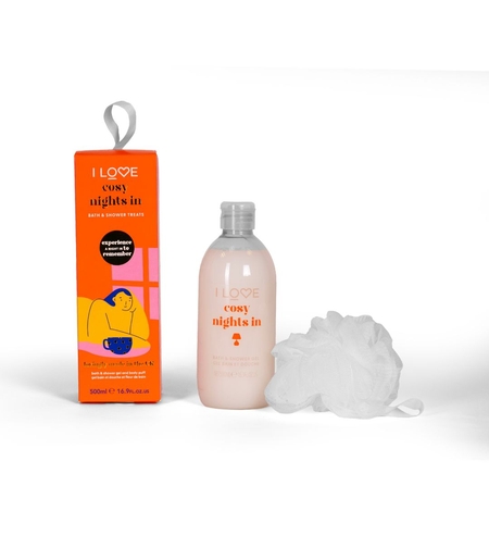 Set I Love: Cosy Night's, Hydrating, Shower Gel, For All Skin Types, 500 ml + I Love, Body Sponge