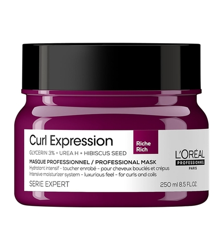 L'Oreal Professionnel, Serie Expert Curl Expression Rich, Glycerin3% + Urea H + Hibiscus Seed, Hair Treatment Cream Mask, Intense Moisturizing, 250 ml