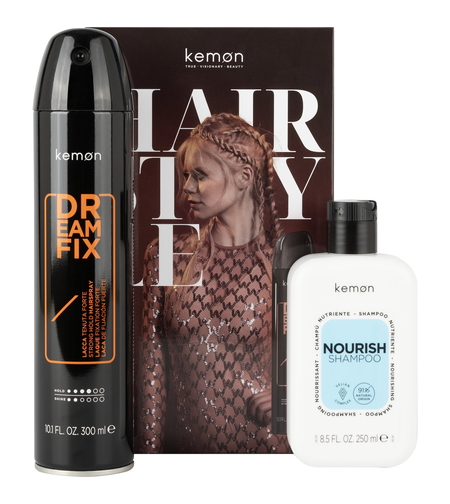 Set Kemon: Dreamfix, Hair Spray, Strong Hold, 300 ml + Nourish Nourishing, Hair Treatment Shampoo, Dry, 250 ml