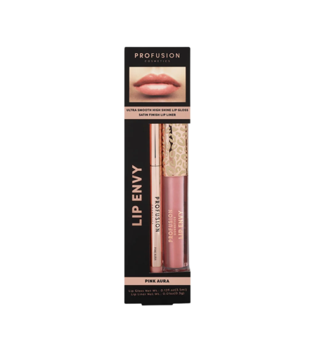 Set Profusion Cosmetics: Lip Envy Pink Aura, Lip Gloss, 3.5 ml + Lip Envy Pink Aura, Lip Liner, 0.3 g