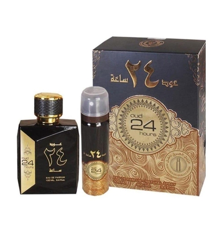 Set Ard Al Zaafaran: Oud 24 Hours, Eau De Parfum, Unisex, 100 ml + Oud 24 Hours, Deodorant Spray, Unisex, 50 ml