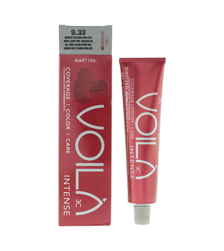 Intercosmo, Voila 3C Intense, Permanent Hair Dye, 9.33 Very Light Intense Golden Blonde, 60 ml
