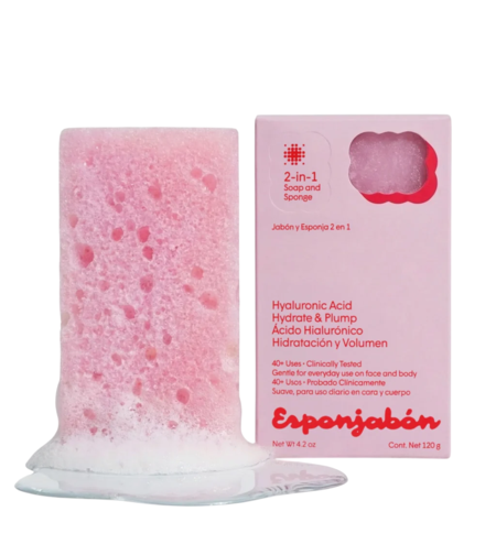 Esponjabon, Hyaluronic Acid, Cleansing & Hydrating, Massage Soap Bar, Face & Body, 120 g