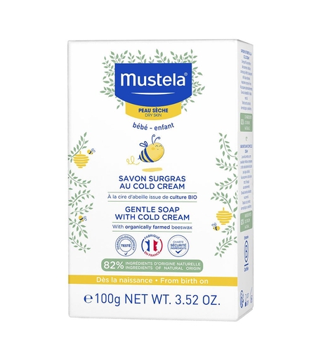 Mustela, Cold Cream, Natural Beeswax, Gentle Cleansing, Soap Bar, 100 g