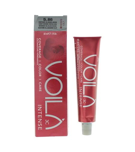 Intercosmo, Voila 3C Intense, Permanent Hair Dye, 5.86 Light Brown Toffee Red, 60 ml
