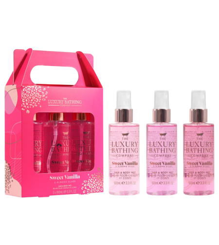Set Trio, The Luxury Bathing Company, Sweet Vanilla & Almond Glaze, Refreshing, Body Spray, For Hair & Body, 3 pcs, 100 ml