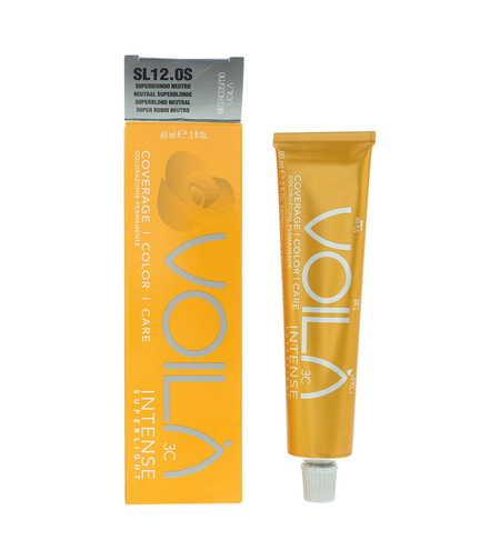 Intercosmo, Voila 3C Intense, Permanent Hair Dye, SL 12.OS Neutral Superblonde, 60 ml
