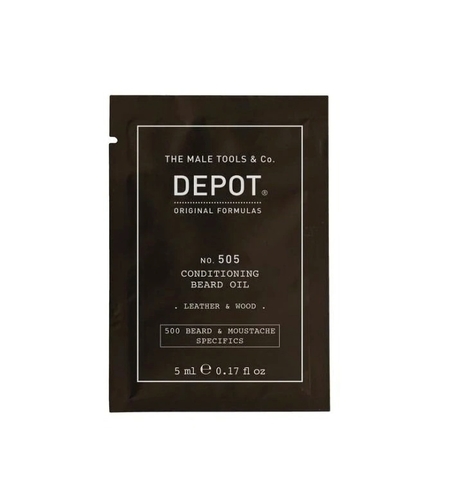 Depot, 500 Beard & Mustache Specifics No. 505, Beard Oil, Leather & Wood, Vitamin E, For Shine & Softness, 5 ml