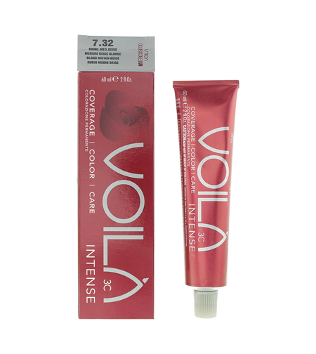 Intercosmo, Voila 3C Intense, Permanent Hair Dye, 7.32 Medium Beige Blonde, 60 ml