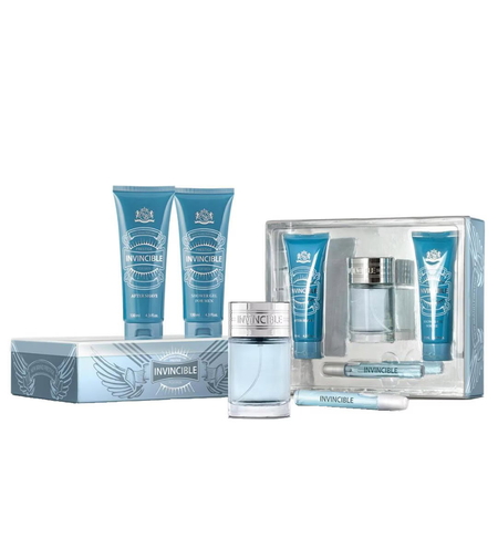 Set New Brand: Invincible, Eau De Toilette, For Men, 100 ml + Invincible, Eau De Toilette, For Men, 10 ml + Invincible, Cleansing, Shower Gel, All Over The Body, All Skin Types, 130 ml + Invincible, After-Shave Gel, 100 ml