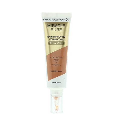 Max Factor, Miracle Pure, Liquid Foundation & Serum 2-In-1, Mocha, 93, SPF30, 30 ml