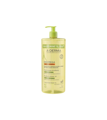 A-Derma, Exomega Control, Fragrance, Emollient, Shower Oil, Body, For Dry Skin, 1000 ml