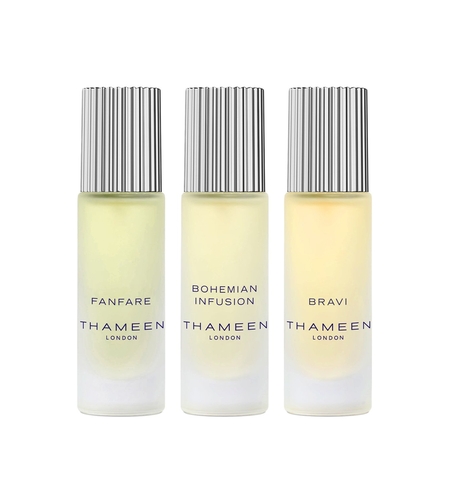 Set Thameen London: Fanfare, Eau De Cologne, Unisex, 10 ml + Bohemian Infusion, Eau De Cologne, Unisex, 10 ml + Bravi, Extrait De Parfum, Unisex, 10 ml