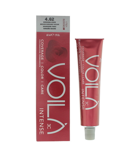 Intercosmo, Voila 3C Intense, Permanent Hair Dye, 4.62 Medium Burgundy Brown, 60 ml
