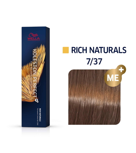 Wella Professionals, Koleston Perfect Me+, Permanent Hair Dye, 7/37 Medium Blonde Golden Brown, 60 ml