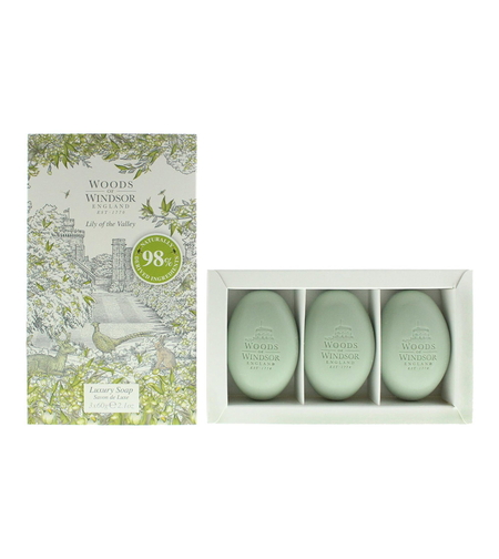 Set Trio, Woods Of Windsor, Lily Of The Valley, Moisturizing, Massage Soap Bar, Shea butter, 3 pcs, 60 g