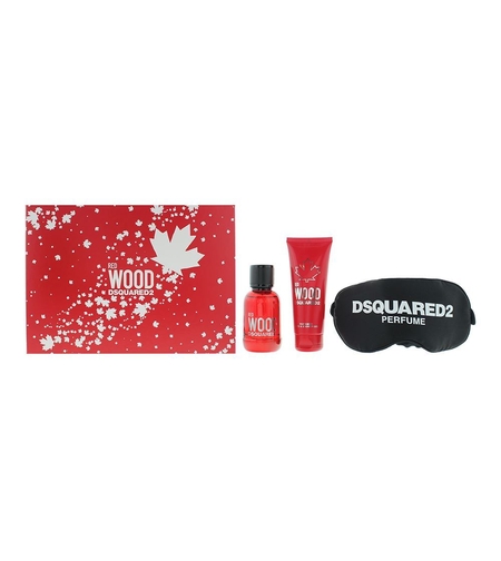 Set Dsquared 2: Red Wood, Eau De Toilette, For Women, 50 ml + Red Wood, Shower Gel & Shampoo 2-In-1, 50 ml + Dsquared, Sleep Mask, Black, Universal