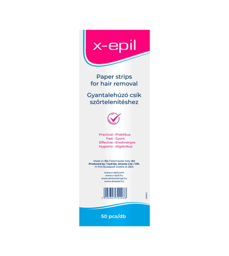X-Epil, X-Epil, Silky Finish, Hair Removal Wax Strips, 50 pcs