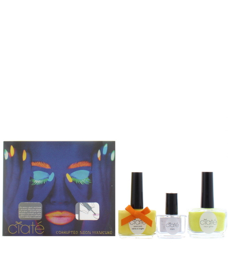 Set Ciate London: Paint Pot, Top Coat, Nail Polish, Black Light, 5 ml + Paint Pot, Nail Polish, Neon Glitter, 10 g + Paint Pot, Nail Polish, Neon Orange, 13.5 ml