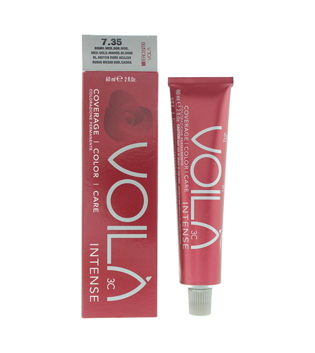 Intercosmo, Voila 3C Intense, Permanent Hair Dye, 7.35 Medium Golden Mahogany Blonde, 60 ml