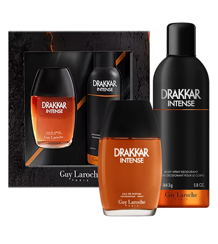 Set Guy Laroche: Drakkar Noir Intense, Eau De Parfum, For Men, 100 ml + Drakkar Noir Intense, Body Spray, 200 ml