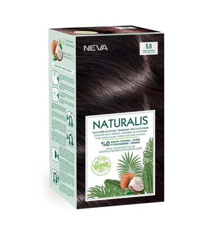 Neva, Naturalis, Permanent Hair Dye, 5.0 Intense Light Brown, 150 ml
