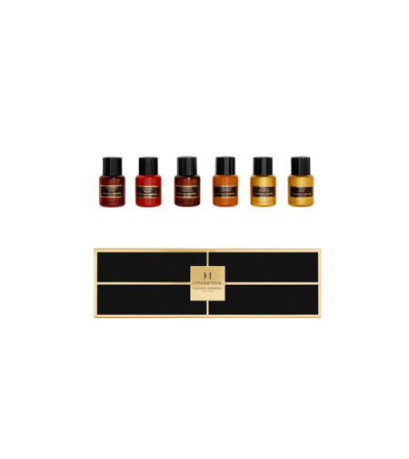 Set Carolina Herrera: Mystery Tobacco, Eau De Parfum, For Women, 5 ml + Stallion Leather, Eau De Parfum, For Women, 5 ml + Sandal Ruby, Eau De Parfum, For Women, 5 ml + Gold Incense, Eau De Parfum, For Women, 5 ml + True Oud, Eau De Parfum, For Women