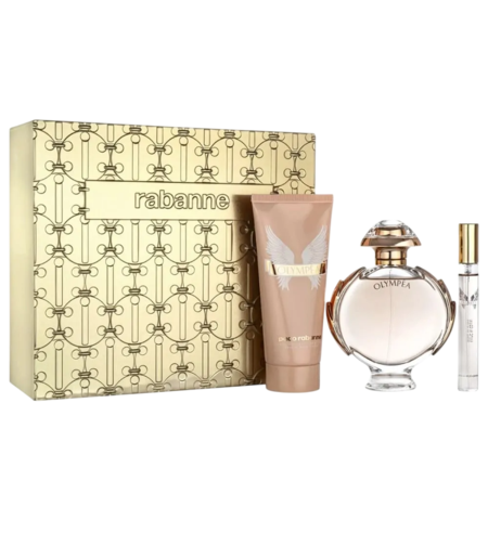 Set Paco Rabanne: Olympea, Eau De Parfum, For Women, 80 ml + Olympea, Eau De Parfum, For Women, 10 ml + Olympea, Body Lotion, 100 ml