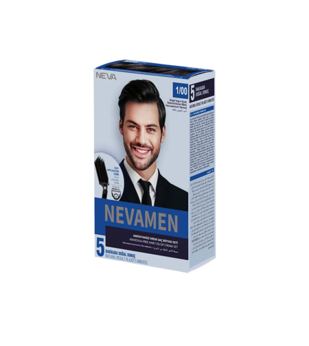 Neva, Nevamen, Semi-Permanent Hair Dye, 1/00 Natural Intense Black, 150 ml