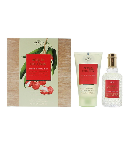 Set 4711: Acqua Colonia Lychee & White Mint, Eau De Cologne, Unisex, 50 ml + Acqua Colonia, Lychee & White Mint, Moisturizing, Shower Gel, Body, All Skin Types, 75 ml