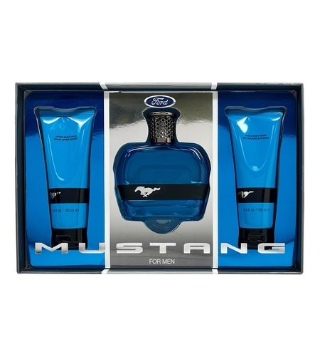 Set Ford: Mustang Blue, Eau De Toilette, For Men, 100 ml + Mustang Blue, Hydrating, After-Shave Balm, 100 ml + Mustang Blue, Hydrating, Body Wash, For Hair & Body, 100 ml